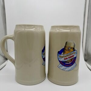 Lot of 2 Hofbräuhaus On Tour Bavaria 1L Ceramic Beer Stein - Made In Germany